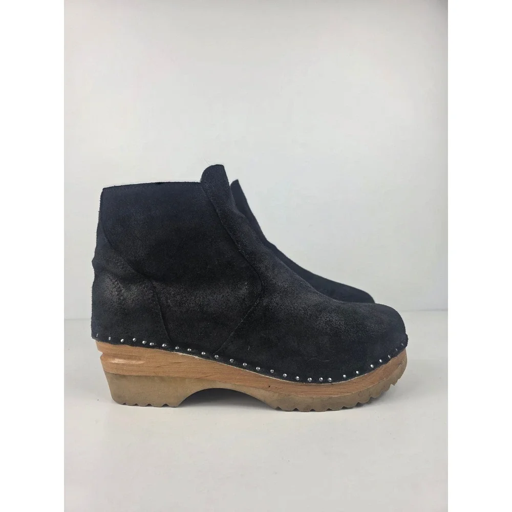 Troentorp Bastad Black Suede Shearling Lined Women's Ankle Boors Size EU 38- US8